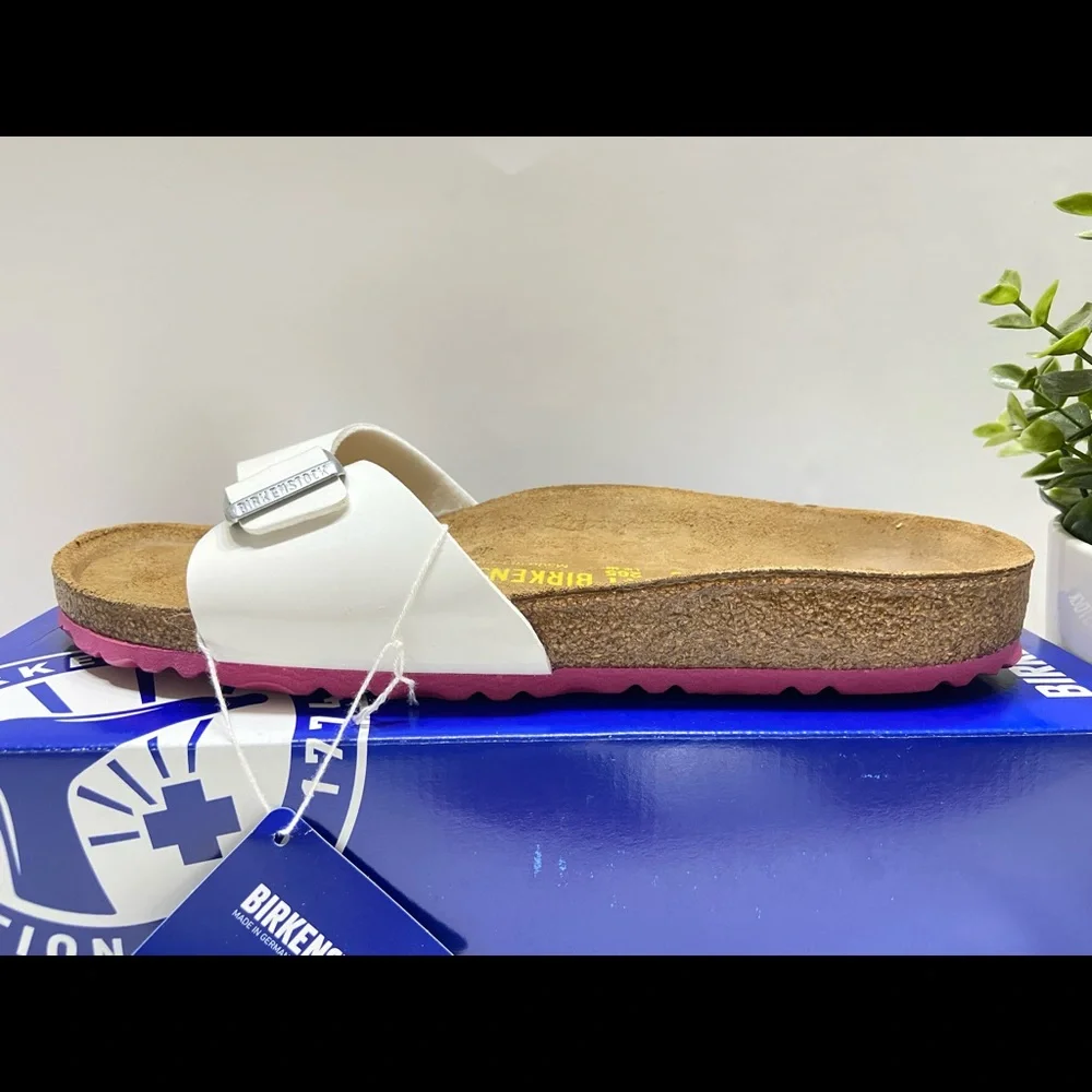 NEW Birkenstock Madrid Women’s Patent Birko-Flor Adjustable Buckle Sandals Slide - Picture 8 of 10